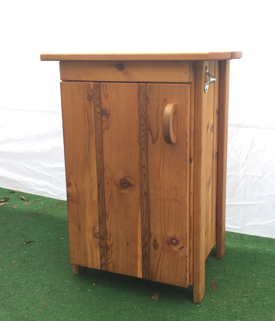 handcrafted outdoor grill side cabinet closed