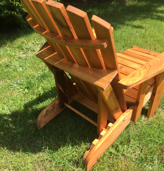handcrafted adirondack recliner rear view