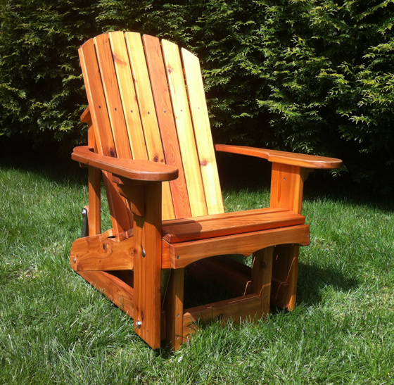 Handcrafted, made in Seattle western cedar adirondack glider chair