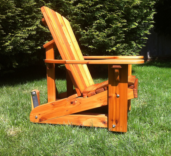handcrafted adirondack glider chair right side view