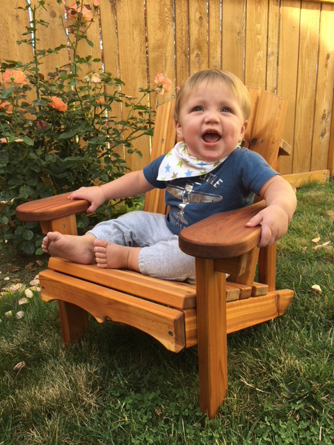 Handcrafted, made in Seattle western cedar adirondack chair for kids