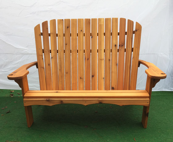 Handcrafted, made in Seattle western cedar adirondack loveseat bench