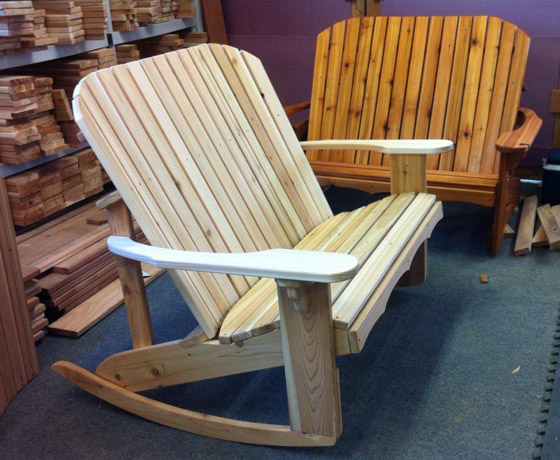 Handcrafted, made in Seattle western cedar rocking adirondack loveseat