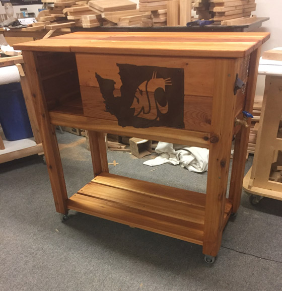 handcrafted beverage caddy closed