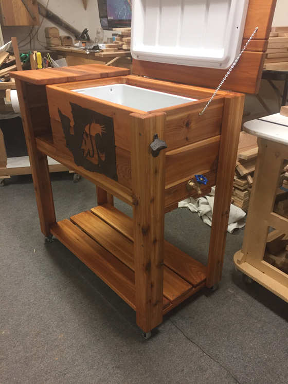 handmade beverage caddy open