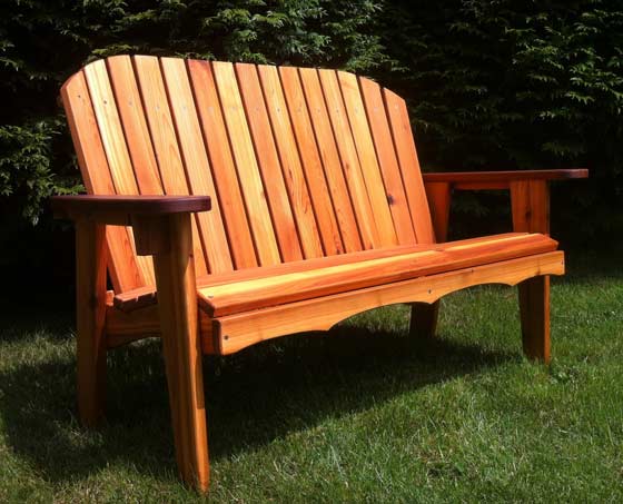 Handcrafted, made in Seattle western cedar garden bench