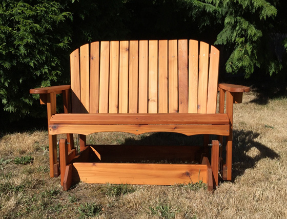 handmade garden glider bench front view