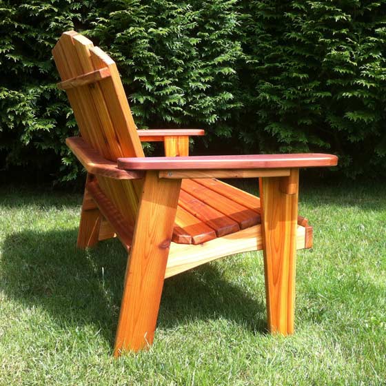 handcrafted garden bench side view