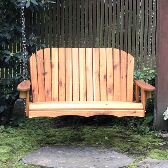 Handcrafted, made in Seattle western cedar garden swing