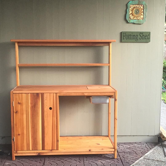 handmade potter's bench installed